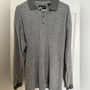 Vintage Hill & Archer Gray Long Sleeve Polo Shirt